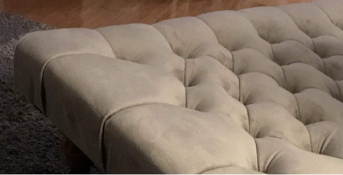 Picton Headboards Extra Large Chesterfield Footstool/coffee Table In Plush Velvet & Crush Velvet (Pebble Plush)