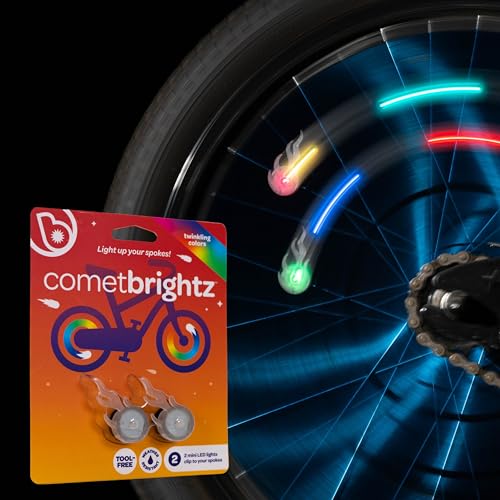 Luces LED para radios de bicicleta CometBrightz que cambian de color paquete de 2 unidades mini