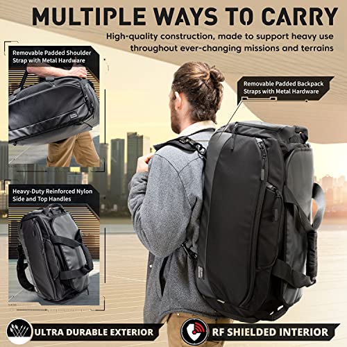 Mission Darkness Disconnect Faraday Duffel Bag + 4 Detachable Faraday Pockets // Military-Grade RF Shielding for Large Electronics & Mobile Devices // Travel Protection Signal Isolation Data Privacy