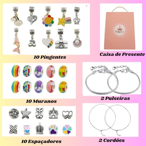Kit montagem de pulseiras Infantil - Lindo presente menina, adolescente, criança! A Febre entre as m