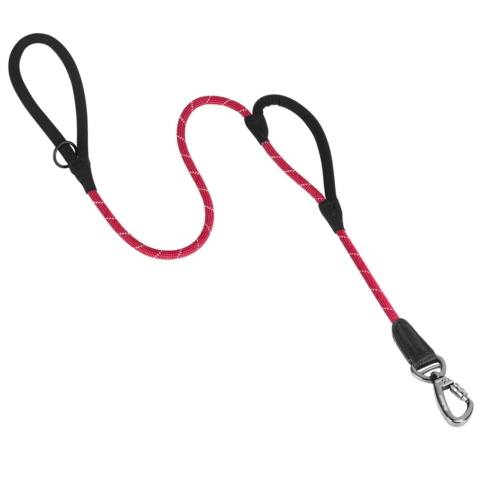Laisse chien double poignée PetBonus rouge de 1,5m pour dressage