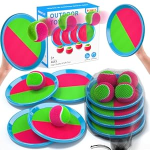 Bennol Toss and Catch Ball Game for Kids, 4 Paddles, 4 Balls & Storage Bag, Outdoor Toys for Ages 3-10, Yard Backyard Beach Games