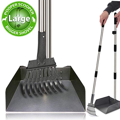 Heavy Duty Metal Pooper Scooper - Dog Pooper Scooper with Large Shovel Easy