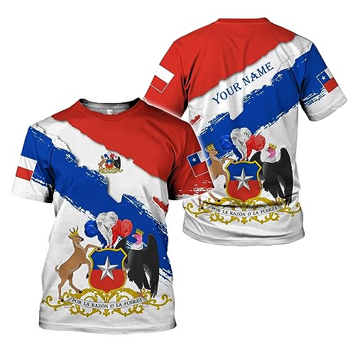 Tee shirt sport homme Chili personnalisé avec drapeau et carte du pays