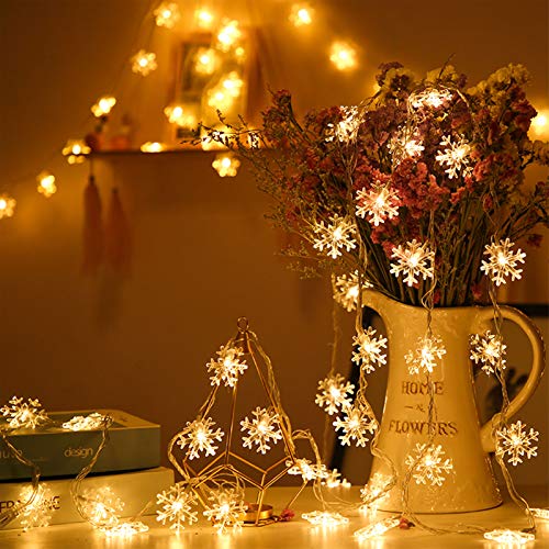 Schneeflocke Lichterketten, 20 ft 40 LED batteriebetriebene, Dekoration Innenbeleuchtung im Freien,Ideal für Schlafzimmer, Hochzeit, Party, Geburtstag, Valentinstag, Weihnachten (Snowflack) Cover