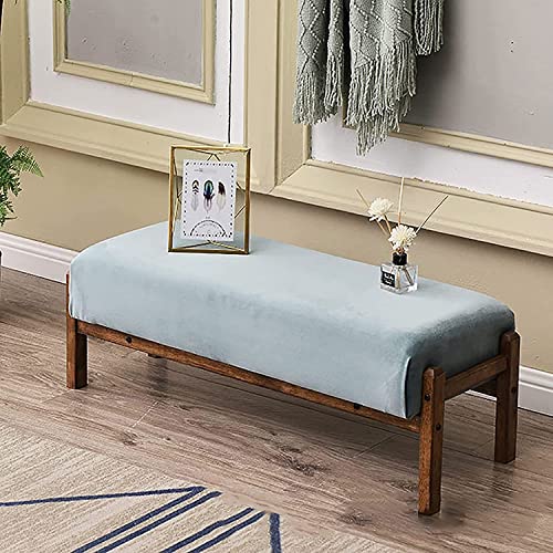 Banc à chaussures en bois massif velours bleu rustique 100cm
