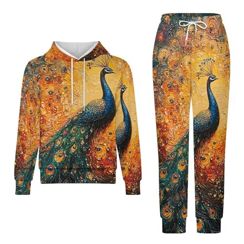 Boy's Girl's Hooded Tracksuit Pullover Sweatshirt Jogging Pants Sweatsuit, Peacock Galaxy Universe4