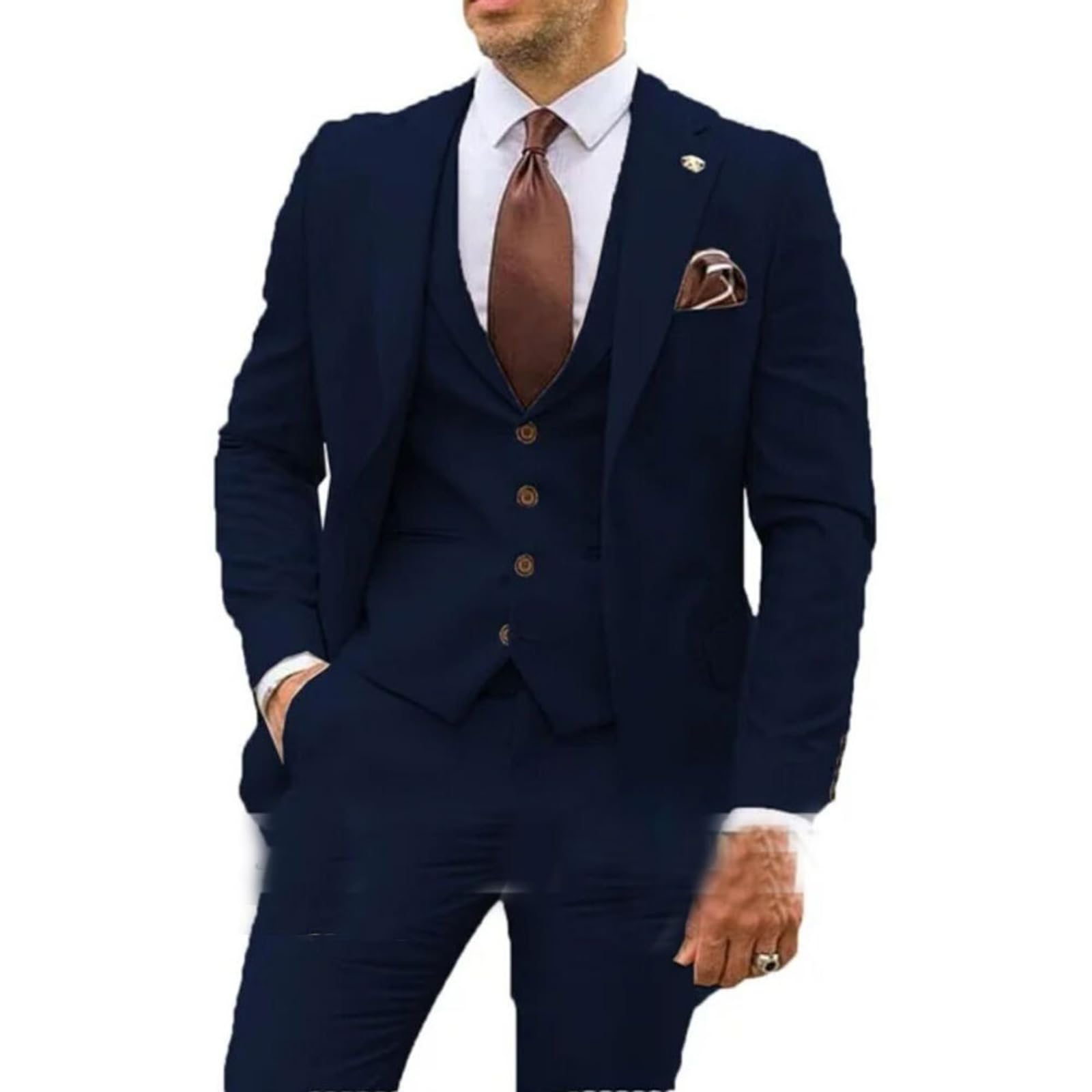 MANYUBEI Herren Anzug 3-teilig Slim Fit - Sakko Weste Hose Für Hochzeit Und Business