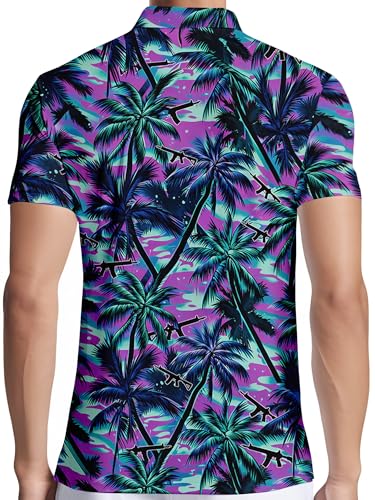 Image of PAGYMO Funny Golf Shirts for Men Crazy Printed Pattern Novelty Moisture Wicking Performance Mens Polo Shirt