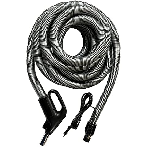Wessel-Werk Electric Central Vacuum Hose 35 ft with 3-way On/Off Power Control Switch on Comfort Grip Hose Handle, Flush Handle Connection with Corded Pigtail Hose End Configuration, 1 Year Warranty Cover