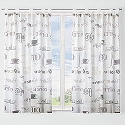 Cortinas De Tela Para Cocina Comedor Dalina Textil -Cortina de Cocina Translúcido Estampado, Visillo Transparente para Cocina, Comedor, Marco de Puerta 1 Pieza Tejido Gasa Fina 140X180CM