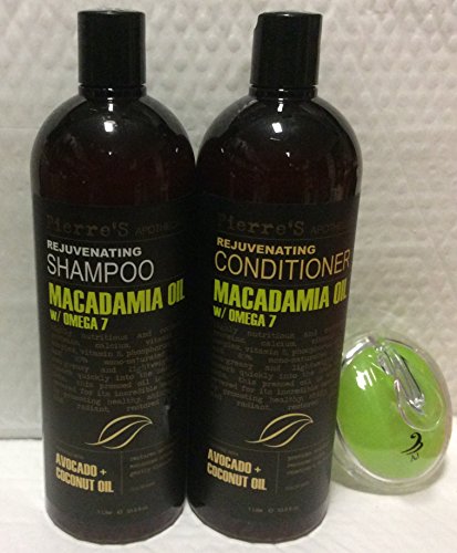 Macadamia oil with Omega 7 oil Rejuvenating Shampoo 33.8 oz, Conditioner 33.8 oz and AJ shampoo Brush Bundle