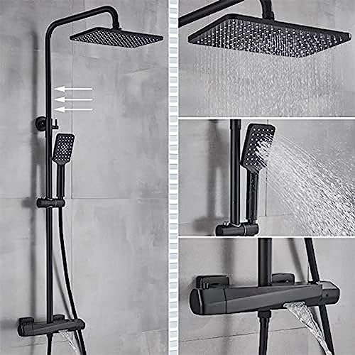 Colonne de douche thermostatique noire pour des matins relaxants sous la pluie