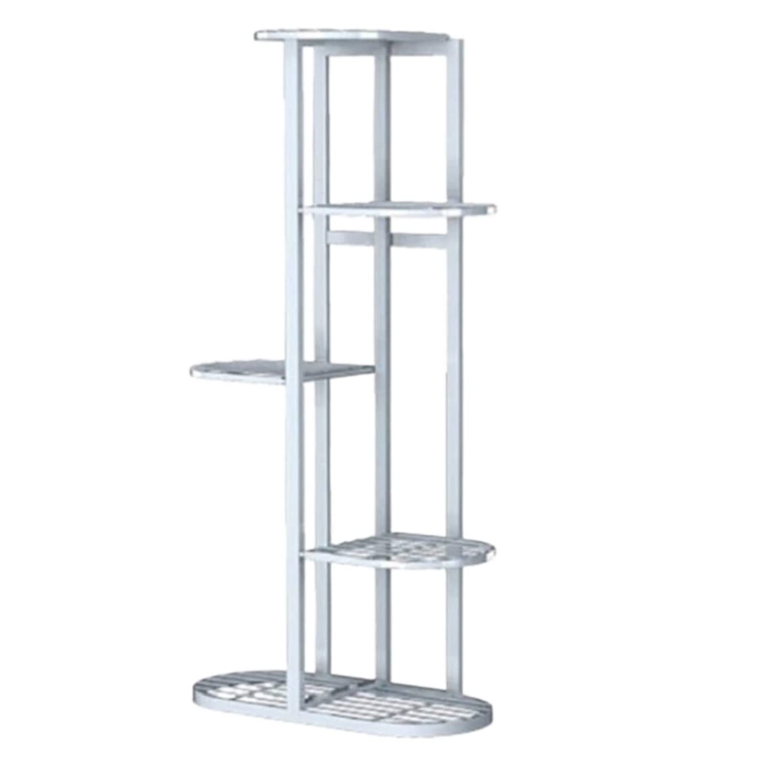 Lpmengs-EU Plant Stand Shelves Flower Holder Metal 5 Tier Pot Indoor Decoration Display Shelf Rack(White1Pcs)