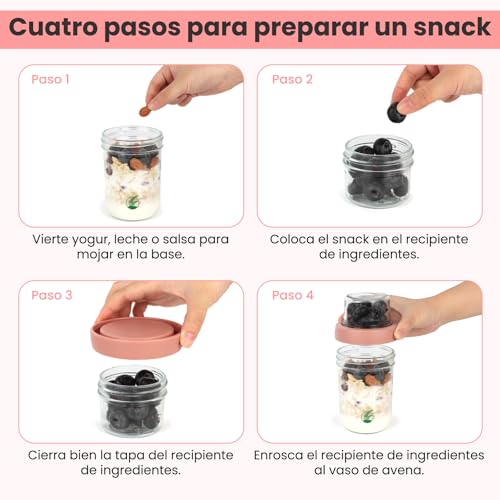 Miniatura 7 de Artlyfe 2 Vasos De Cereales Para Llevar,Taza De Avena De 500 Ml 120 Ml, Vasos De Cristal De Doble Pared Con Tapa, Vasitos De Yogur, Perfectos Para El Trabajo, La Escuela O Los Picnics