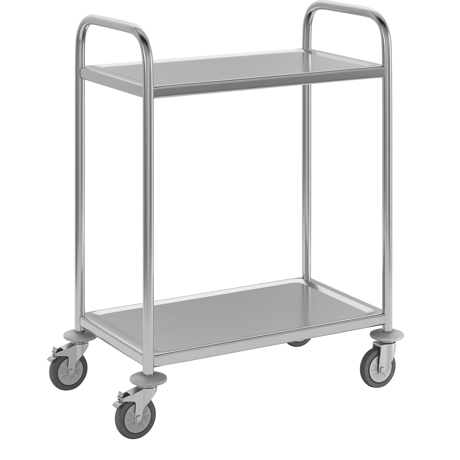 eurokraft | Edelstahl-Servierwagen | 2 Etagen | LxBxH 705 x 405 x 940 mm