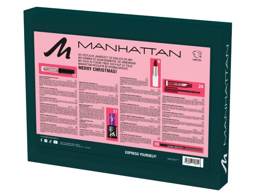 Manhattan Adventskalender 2024 Beauty und Make-up für Frauen, Kosmetik Adventskalender, 24 Geschenke, Wert 150€, Pflege Weihnachtskalender, 24 Türchen mit Beauty-Überraschungen