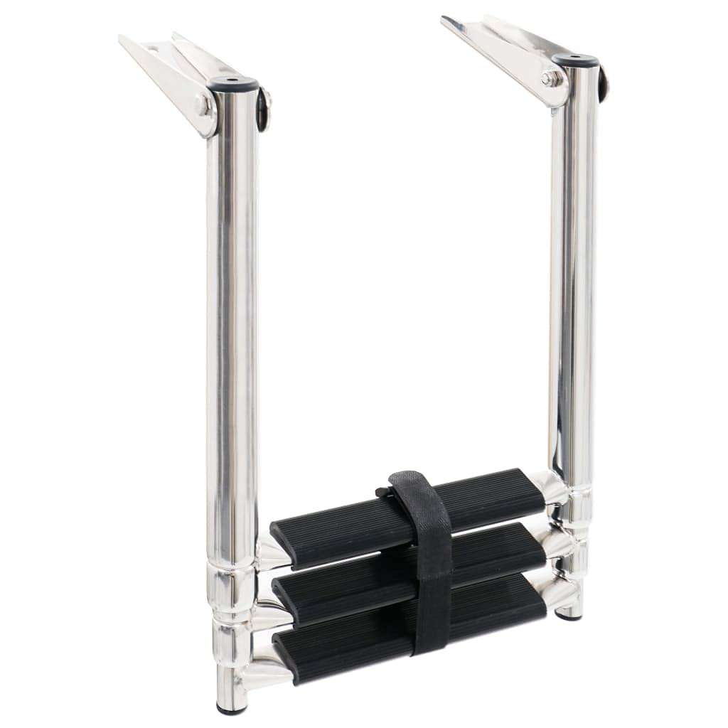 MARINE CITY Scala A 3 Gradini Pieghevole In Acciaio Inox 304 Per Barche E Yacht - Accessorio Nautico