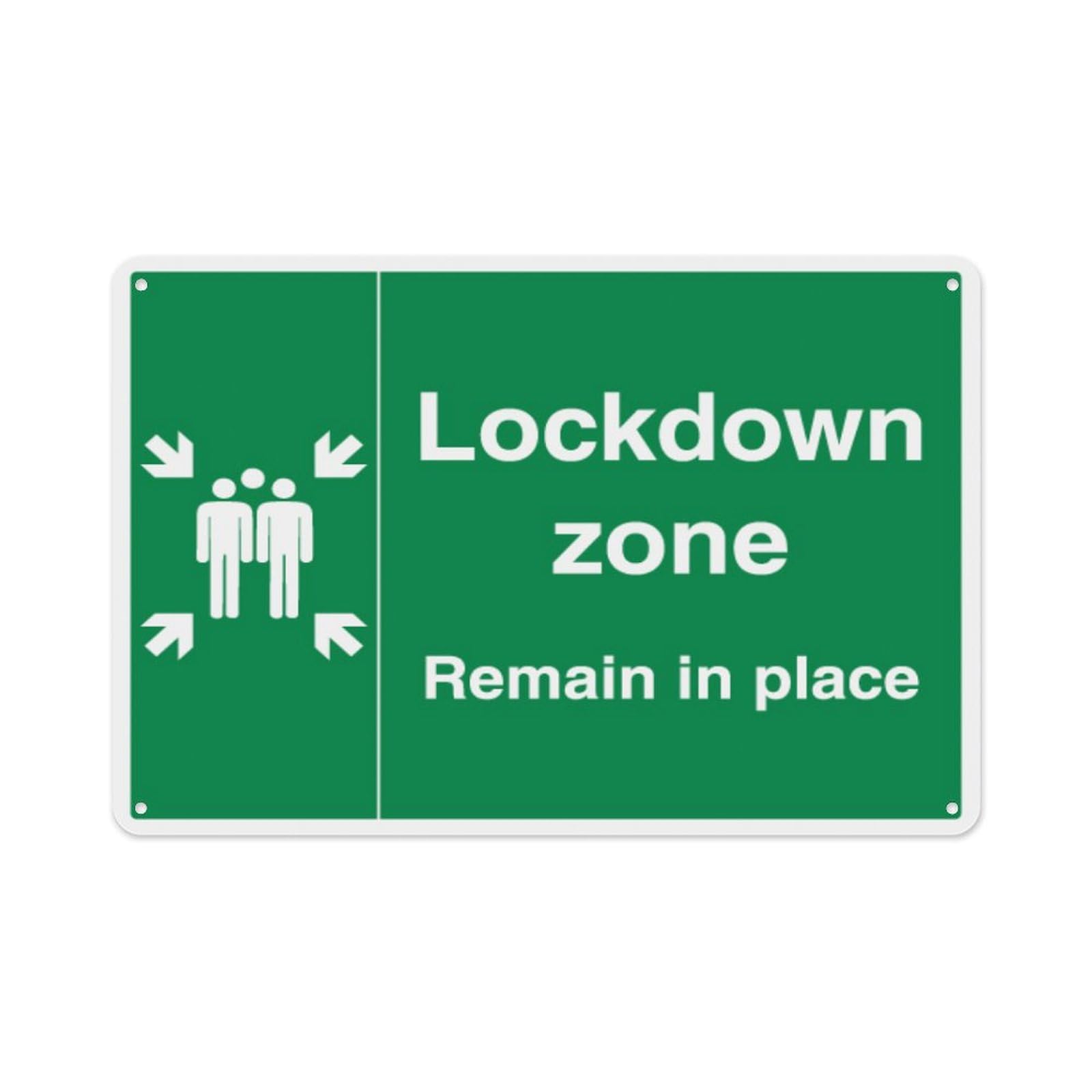 peiyeety Lockdown Zone With Family - Remain In Place Aluminum Tin Warning Signs For Home Outdoor Garden 8X12 Inches