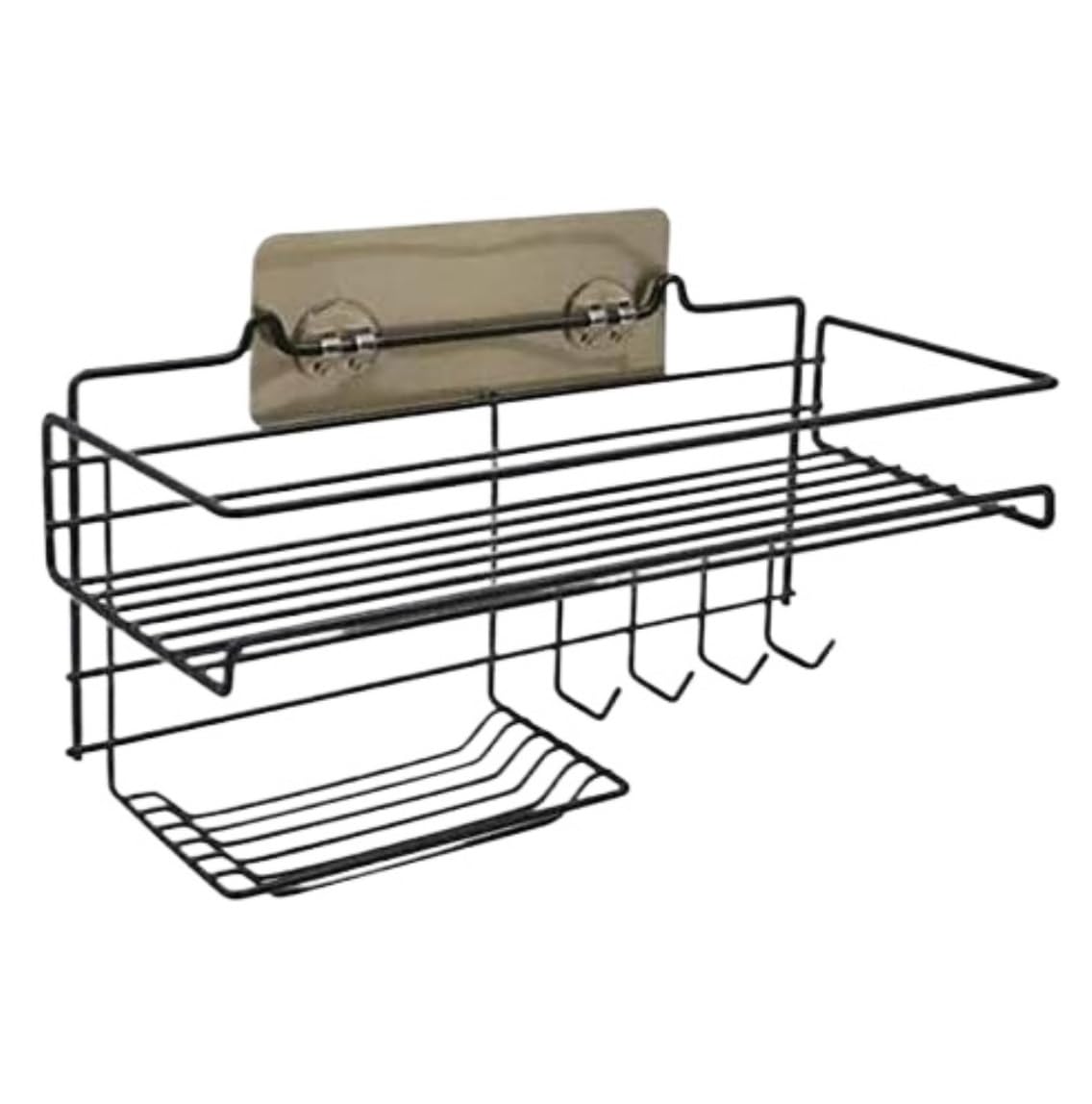 PXIWDAN Bathroom Shelf Shower Caddy Basket for Shampoo Combo Organizer with Soap Holder and Hooks Metal Wall Organizer