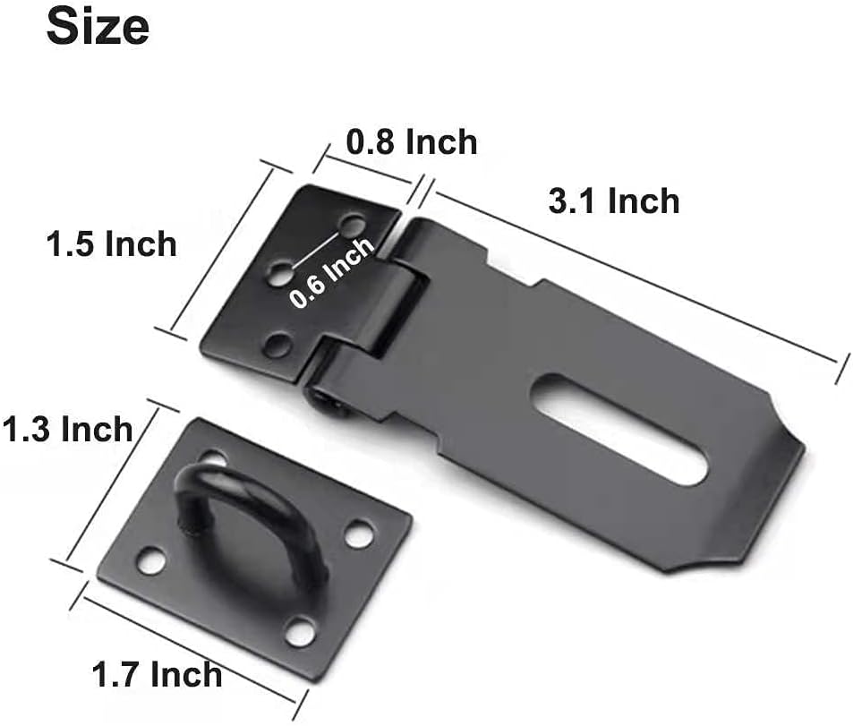Axuansor Padlock Latch Lock 3 Inch Stainless Steel Hasp Lock Latch Matte Black Door Lock Hasp Latch with Screws for Door Shed Cabinet 2 Pack - - 