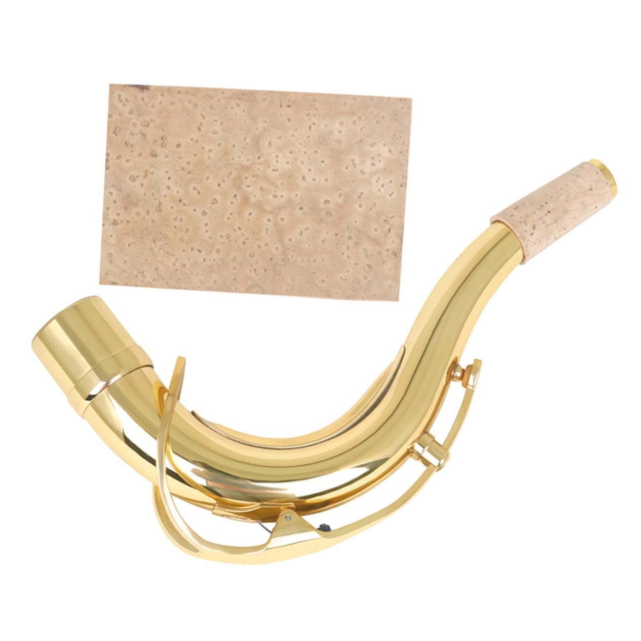 Collo Sax Tenore Curvo in Ottone con Sughero, Set 1 Pezzo | Sassofono, Finitura Oro, Resistenza alla Deformazione e Alta Durezza, Posizione di Esecuzione Comoda