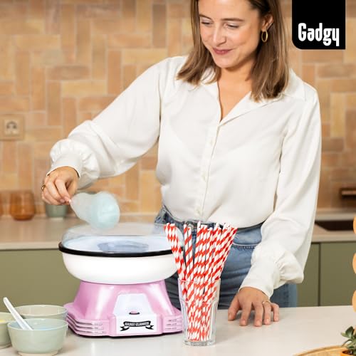 Gadgy Zuckerwattemaschine für zuhause - Zuckerwatte Maschine für Zucker oder Bonbons - Cotton Candy Machine - Zuckerwatte für Kinderfest, Geburtstag und Party - Rosa