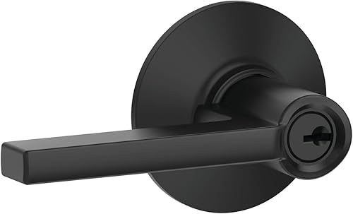 Miniatura 240 de Schlage Latitude F10 LAT 622 CEN Manija de paso con roseta Century, para pasillo y armario, negro mate Mate negro