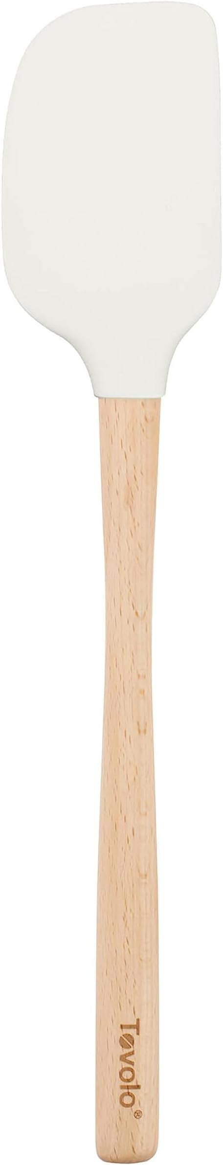 Silicone Spatula Wooden Handle for Cooking Baking Mixing, Heat Resistant Food Safe BPA Free Flexible Silicone Baking Spatula with Wood Handles Kitchen Utensils Nonstick Safe, White