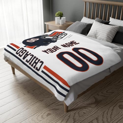 Image of Chicago Throw Blanket Custom Name and Number Personalized Gifts for Men and Women