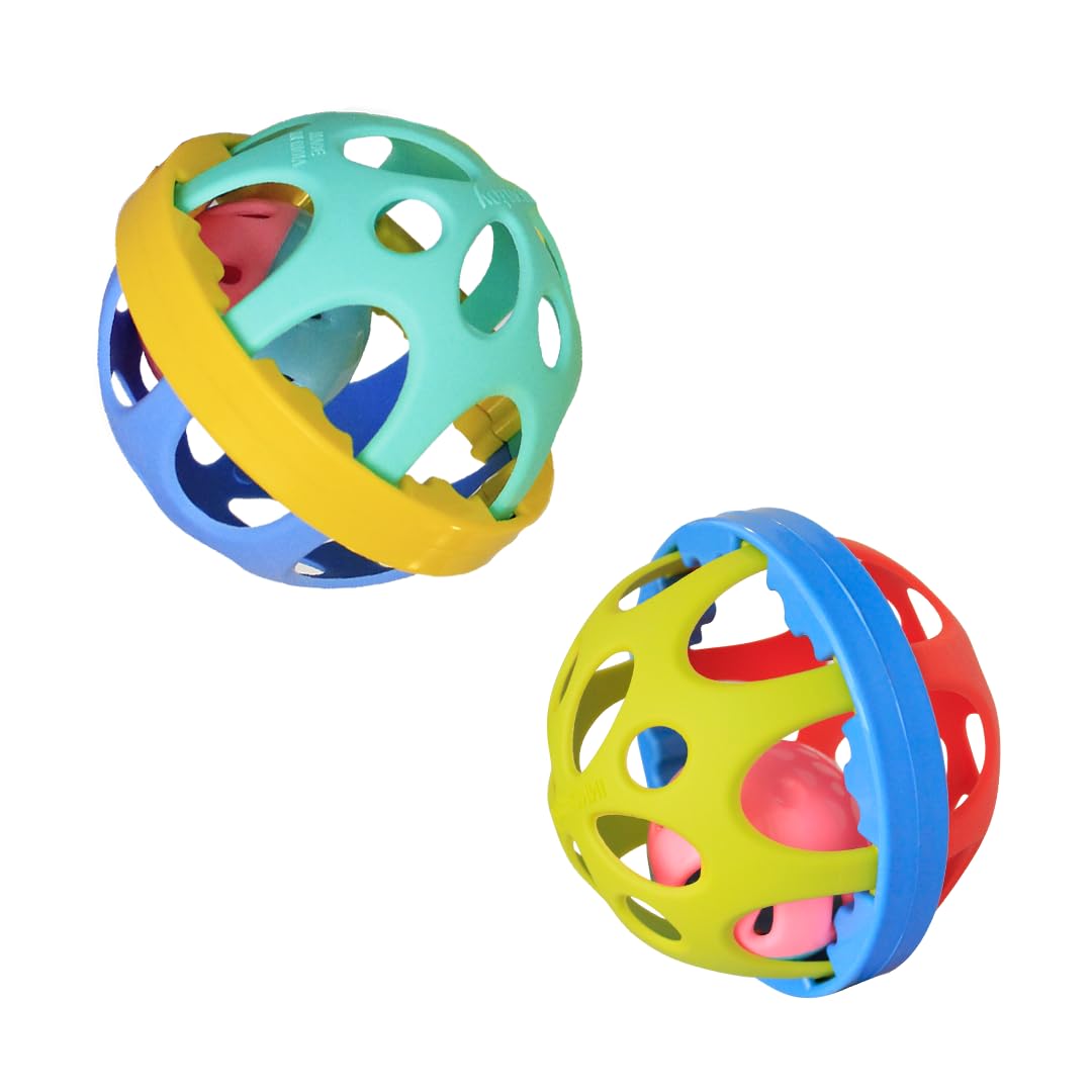 2 Pcs Biggie Ball Baby Rattle Set | Non-Toxic Premium Safe Toys for Newborns 0-12 Months | Soft Sound, Bright Colors | Baby Shower Gift