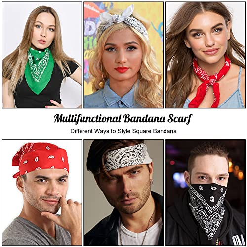 Aomig Bandana Damen Herren,Nickitücher Kopftuch Halstuch Männer, Unisex Tuch Bindetuch, Headwear Haar Schal Paisley Muster, Rot (55 x 55 cm)