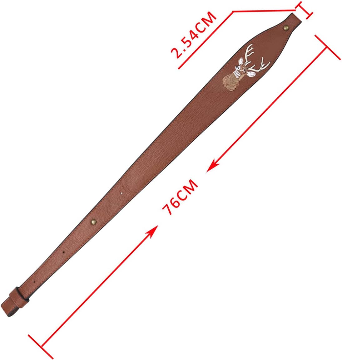 TOURBON Hunting Leather Deer Head Embroidery Padded Rifle Shoulder Strap