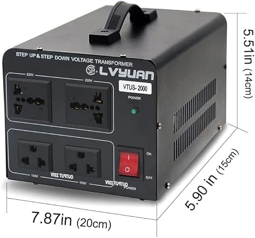 Miniatura 7 de Convertidor de transformador de voltaje de 2000 vatios de aumento y bajada de 110-120 voltios a 220-240 voltios y de 220-240 voltios a 110-120