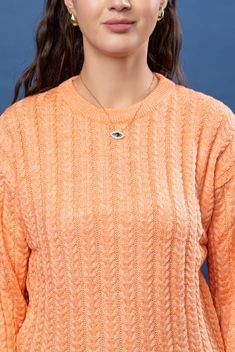 Image of Wear lusso Women's Woolen Cable Knit Pullover Sweater | Full Sleeve Round Neck Winter Wear | 100% Wool Soft & Warm Stylish Sweater for Girls, Ladies & Women | Cozy Casual Winter Fashion