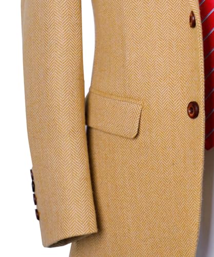 MoranX Men Suits Regular Fit 2 Piece Tweed Wool Formal Business Jacket Herringbone Tuxedos Blazer+Trousers Wedding4