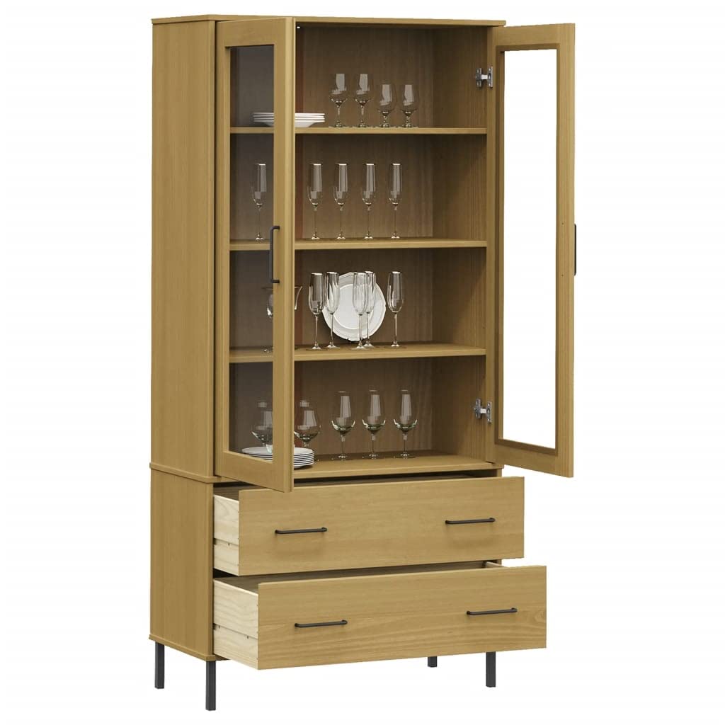 Libreria Oslo con gambe in metallo, marrone, 85 x 35 x 172,5 cm, in legno massiccio, per libri, riviste e documenti, divisorio rustico per soggiorno, studio, cameretta dei bambini