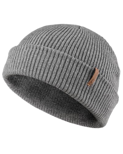 FURTALK Fisherman Beanie for Men Women 2 Styles Cuffless or Cuffed Knitted Unisex Winter Hat Outdoor All-Day Warmth Dark Grey