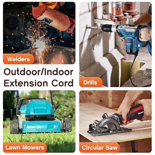 12AWG 25 FT Heavy Duty Outdoor Extension Cord Waterproof with Lighted End,Black 12 Gauge Extension Cord Flexible and Cold Resistant 3 Prong Grounded Plug,15Amp 1875W SJTW ETL Listed by Deeklify - Image 7