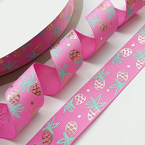 Dandan DIY Assorted 12Yards Golden Pineapple Grosgrain Ribbon Craft DIY Packing Hair Bow Accessory (MIX6)
