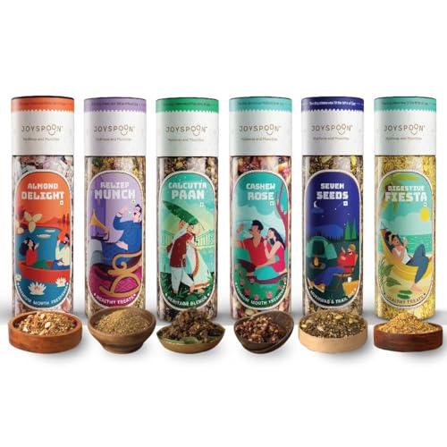 Image of JoySpoon Traditional Indian Mukhwas Combo| Supari Free Mouth Freshener| After-Meal Digestive Snack| Seed Mix, Dry Fruit & Flavoured Mukhwas| No Artificial Colour & Preservative| Pack of 6x100g