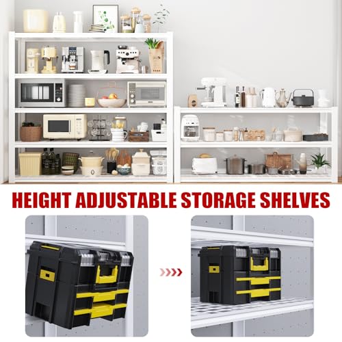 Homdox 3000LBS Heavy Duty Garage Shelving, 5 Tier Adjustable Storage Shelves, 60\" W x 24\" D x 72\" H Metal Shelving Unit for Garage, Pantry, Basement, White