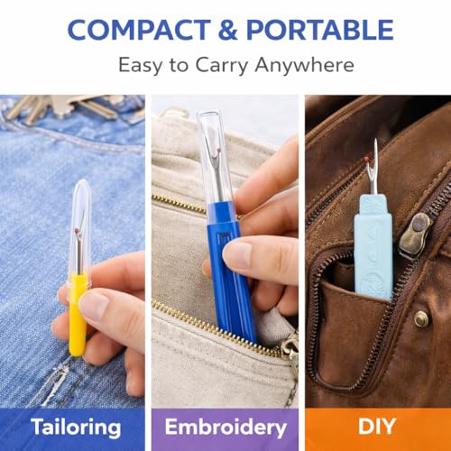 Image of Seam Ripper 3pcs Big Tool Set Piece Sewing Accessories Kit for Stitch Removal | Thread Cutting | Ideal for Sewing, Tailoring, DIY Projects | Stainless Steel Blades with Comfort Grip Handles (4, All In 1)
