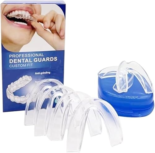 XFSRG 6 Pezzi Bite Bruxismo Notturno Professionale Denti Protezione Anti Russamento Bite Dentale Automodellante Dispositivo Antirussamento per Uomo Donna