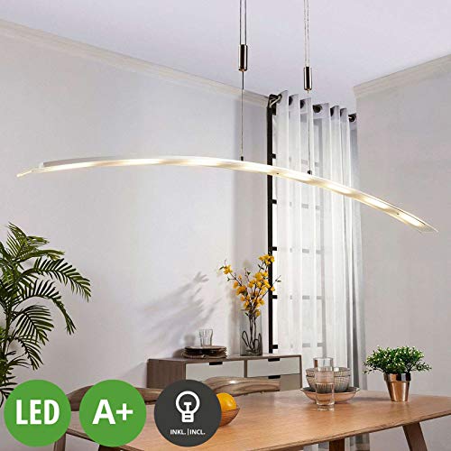 LED Suspension 'Manon' à intensité variable (Moderne) en Gris en Verre e. a. pour Salon & Salle à manger (à 8 lampes, A+) de Lindby | Suspension Luminaire, Lampe plafond, Luminaire Plafonnier, Lampe