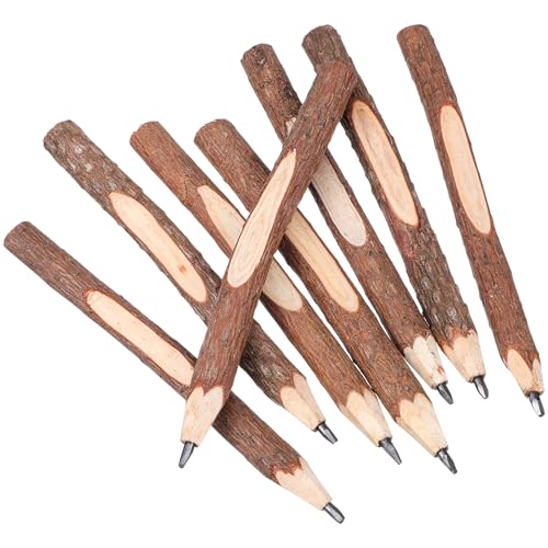 Operitacx 32 Pcs Tree Bark Pencils Bulk Set Natural Wooden Twig Pencils for Drawing Sketching Writing School Office Supplies