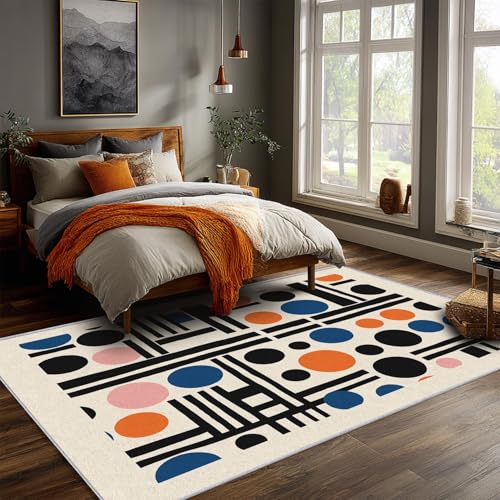 Tapis de salon géométrique lavable et antidérapant