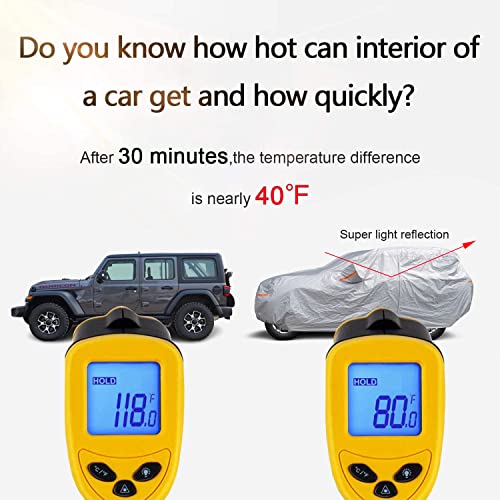Image of SEAZEN 6 Layers Wrangler Car Cover Waterproof All Weather, Heavy Duty Car Cover for 4 Door Wrangler CJ,YJ, TJ & JK, Outdoor UV Wind Protection Cover with Driver Door Zipper (Wrangler 4 Door)