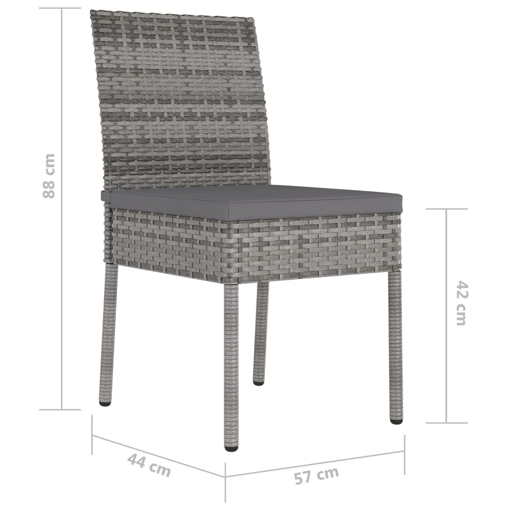 Mobili da giardino-Sedie da pranzo 4 pz Poly Rattan Grigio-Mobili