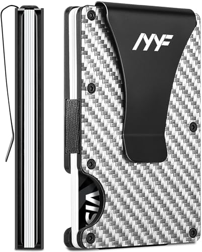 Minimalist Slim Metal Wallet for Men - RFID Blocking Aluminum Metal Credit Card Holder Wallet - Small Stealth Mens Wallets with Cash Strap for 15 Cards and Cash - Gifts for Men Card Wallet Sliver